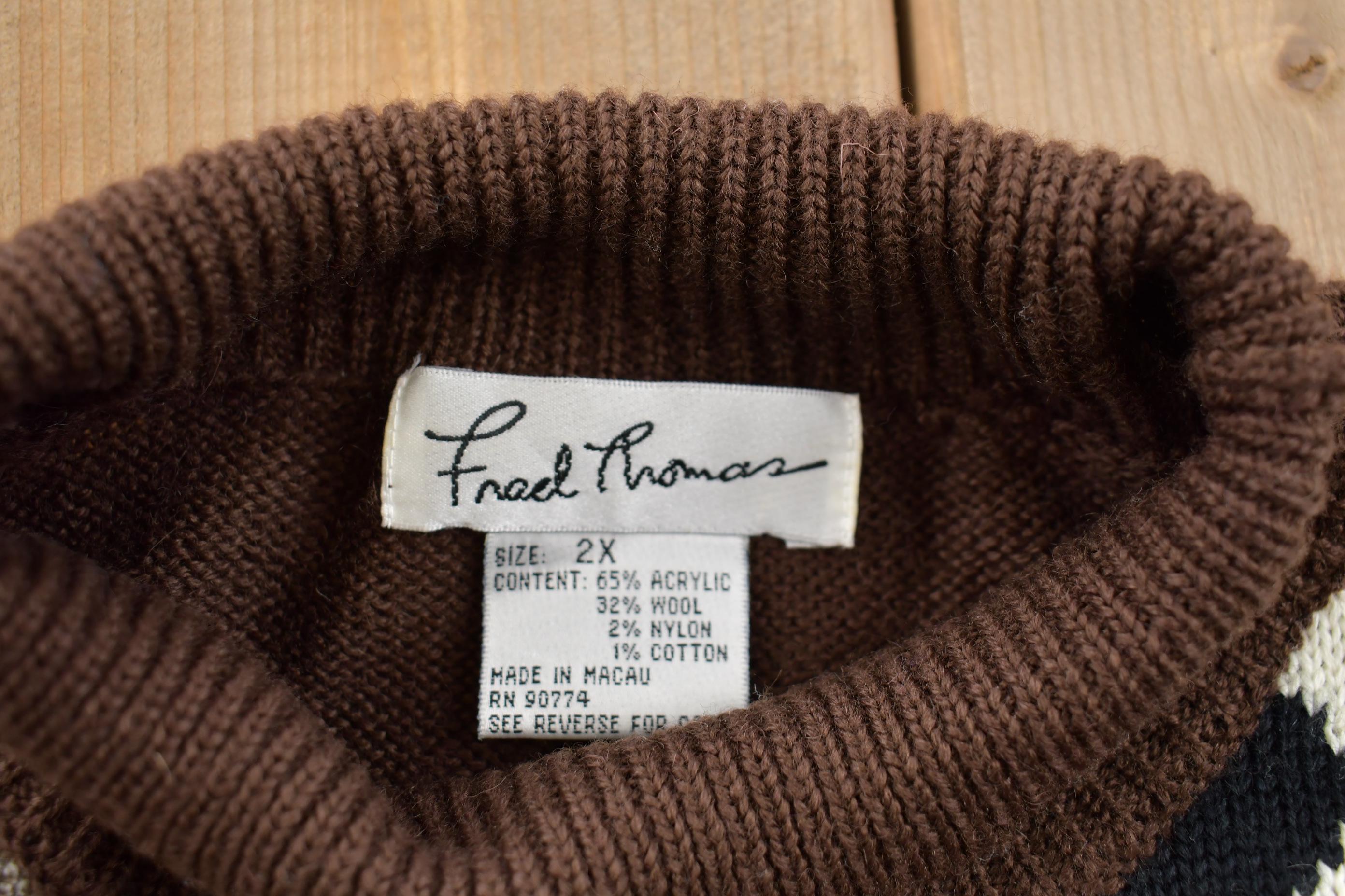 Vintage 1990s Fred Thomas Knit Abstract Mock Neck Sweater