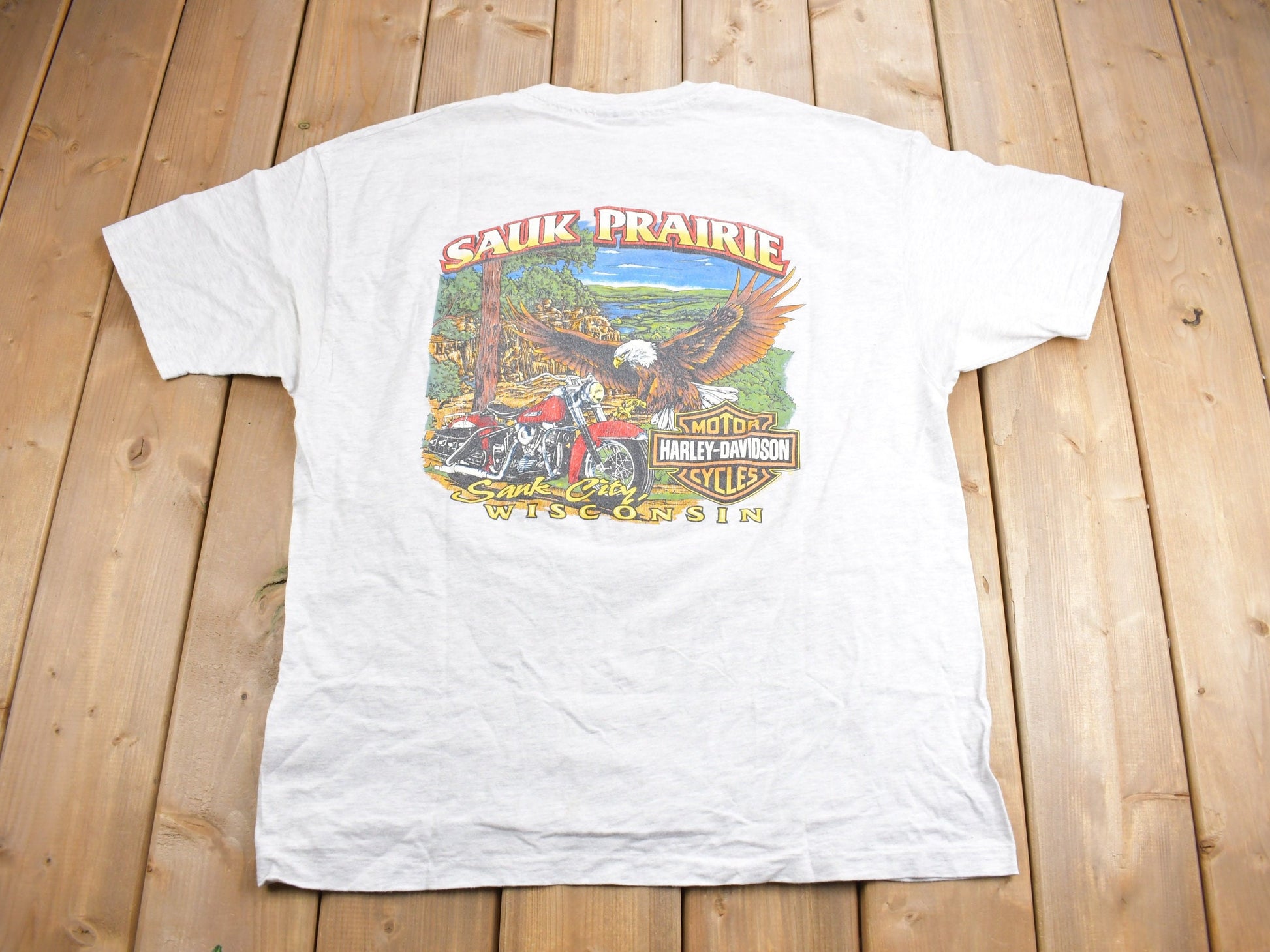 Vintage 1995 Sauk Prairie Harley Davidson Motorcycles T-Shirt