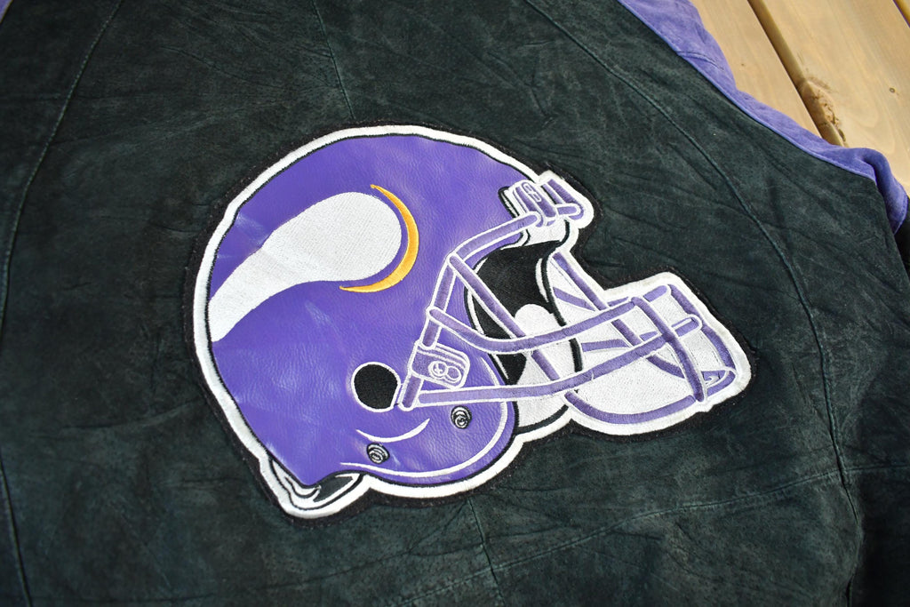 Vintage 2000s Minnesota Vikings Leather Letterman Jacket Mens Medium