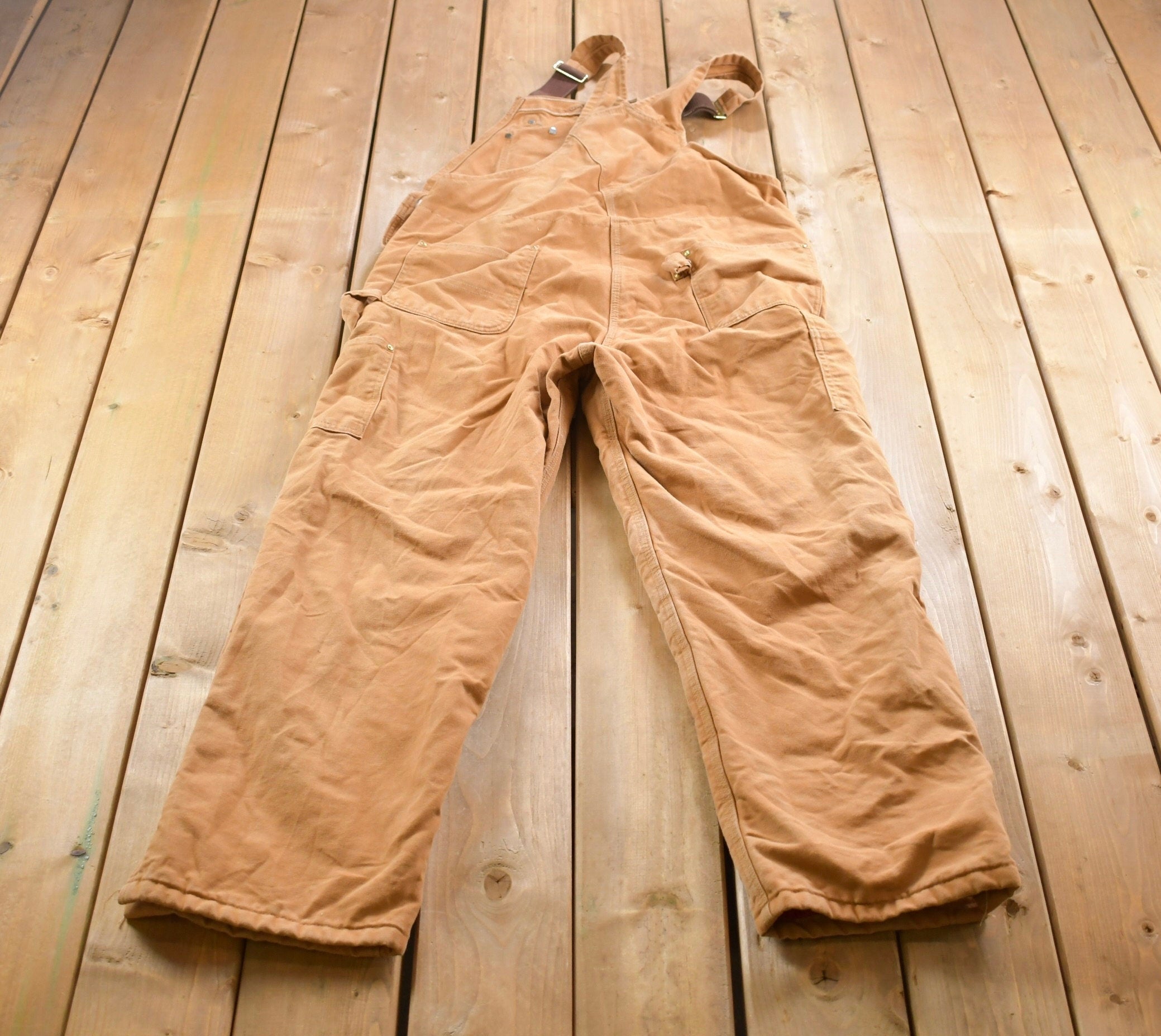 Vintage 1990s Carhartt Double Knee Canvas Overalls Size 42 Large