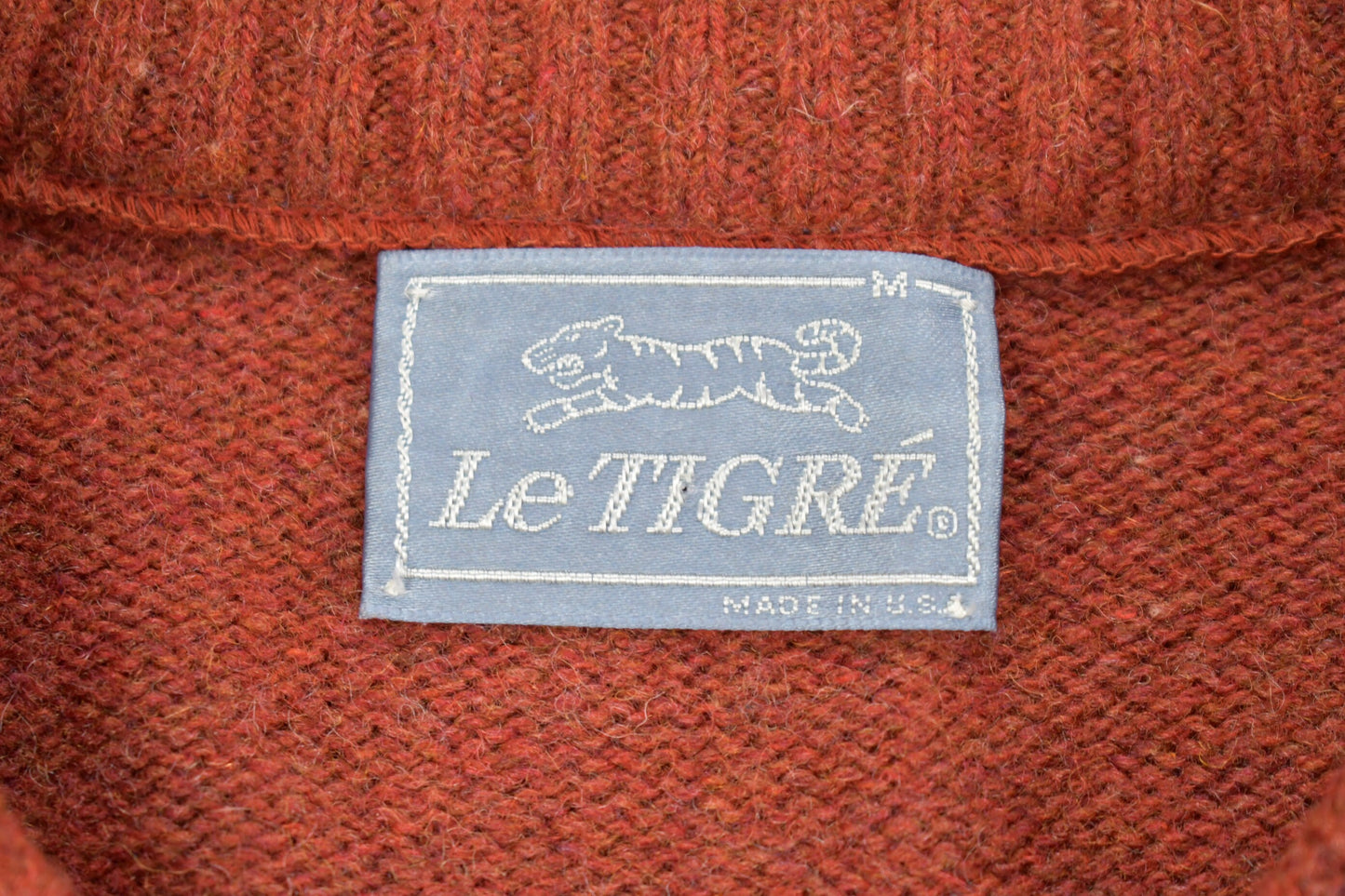 Vintage 1980s Le Tigre Knit V Neck Sweater / Vintage 80s Pullover / Striped / Sweatshirt / 80s Clothing