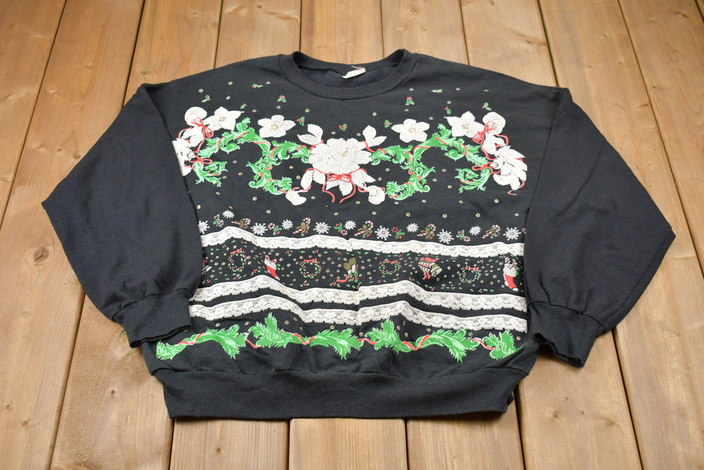 Vintage 1990s Wreath Christmas Sweatshirt