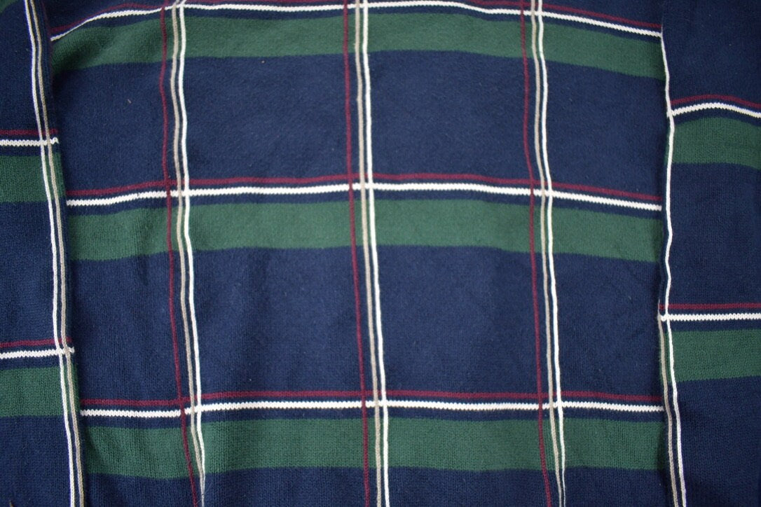 Vintage 1990s Dockers Knit Crewneck  90s Crewneck  Made In USA  Streetwear  Embroidered  Dockers  Plaid Pattern