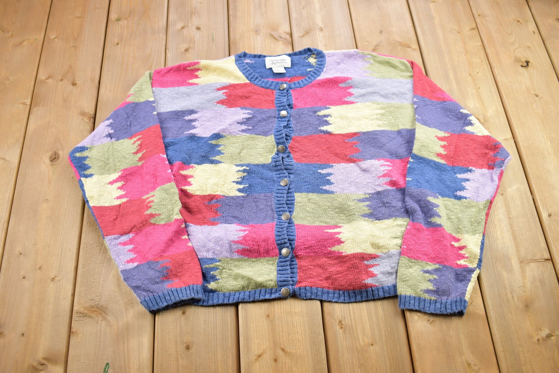 Vintage 1990s Christopher & Banks Knitted Button Up Blazer Sweater