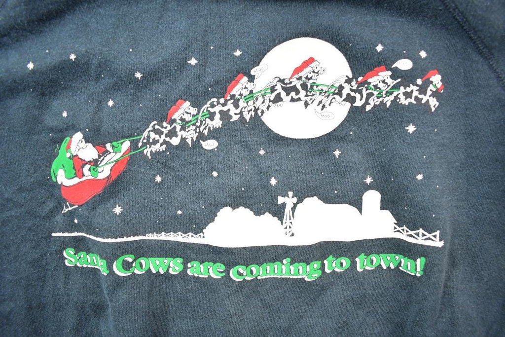Vintage 1990s Cow Santa Cute Crewneck Sweater