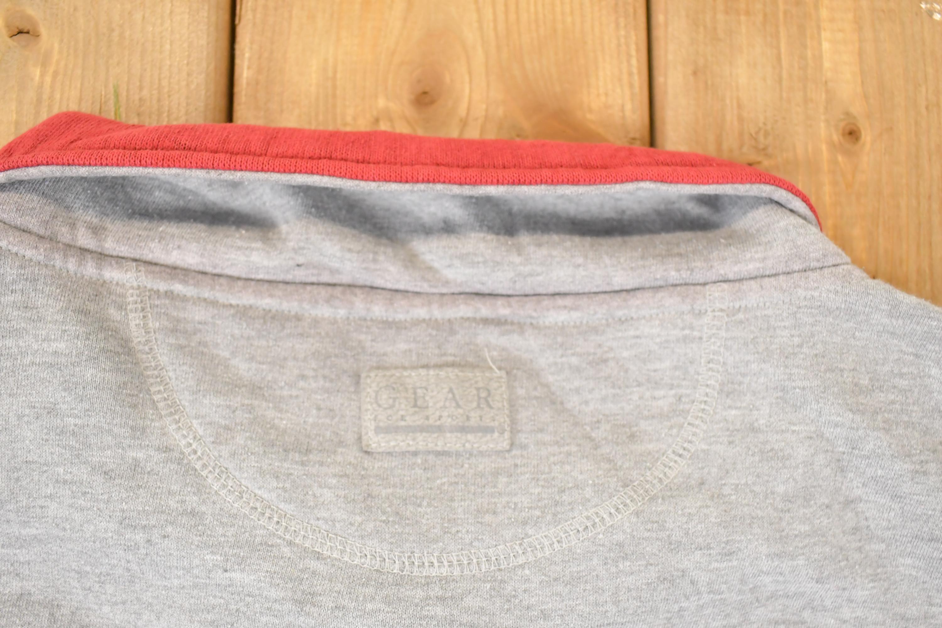Vintage 1990s Alaska Wilderness Graphic Print Collared Heavyweight Sweatshirt Men's L