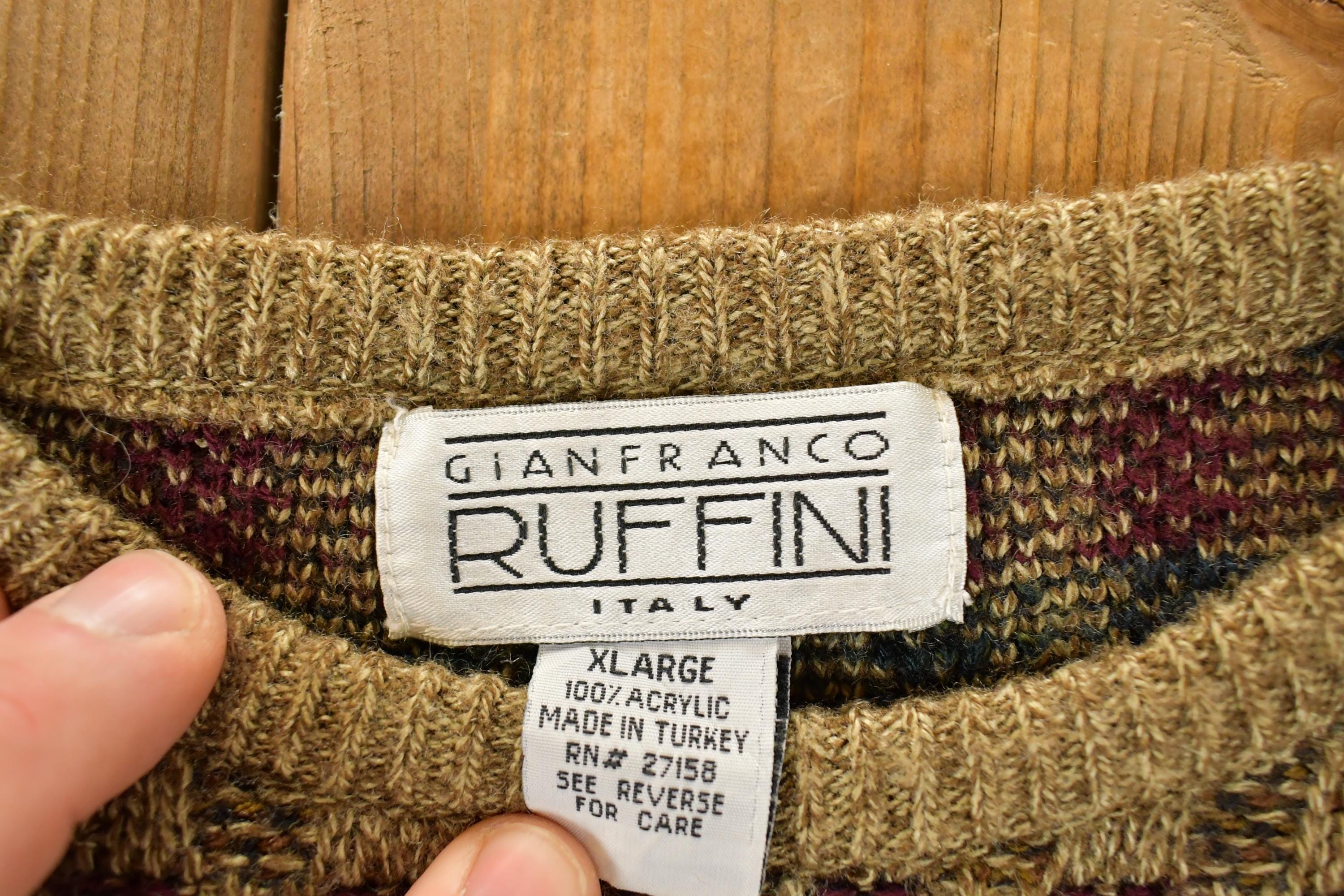 Vintage 1990s Gianfranco Ruffini Italy Knit Crewneck Sweater Men's L