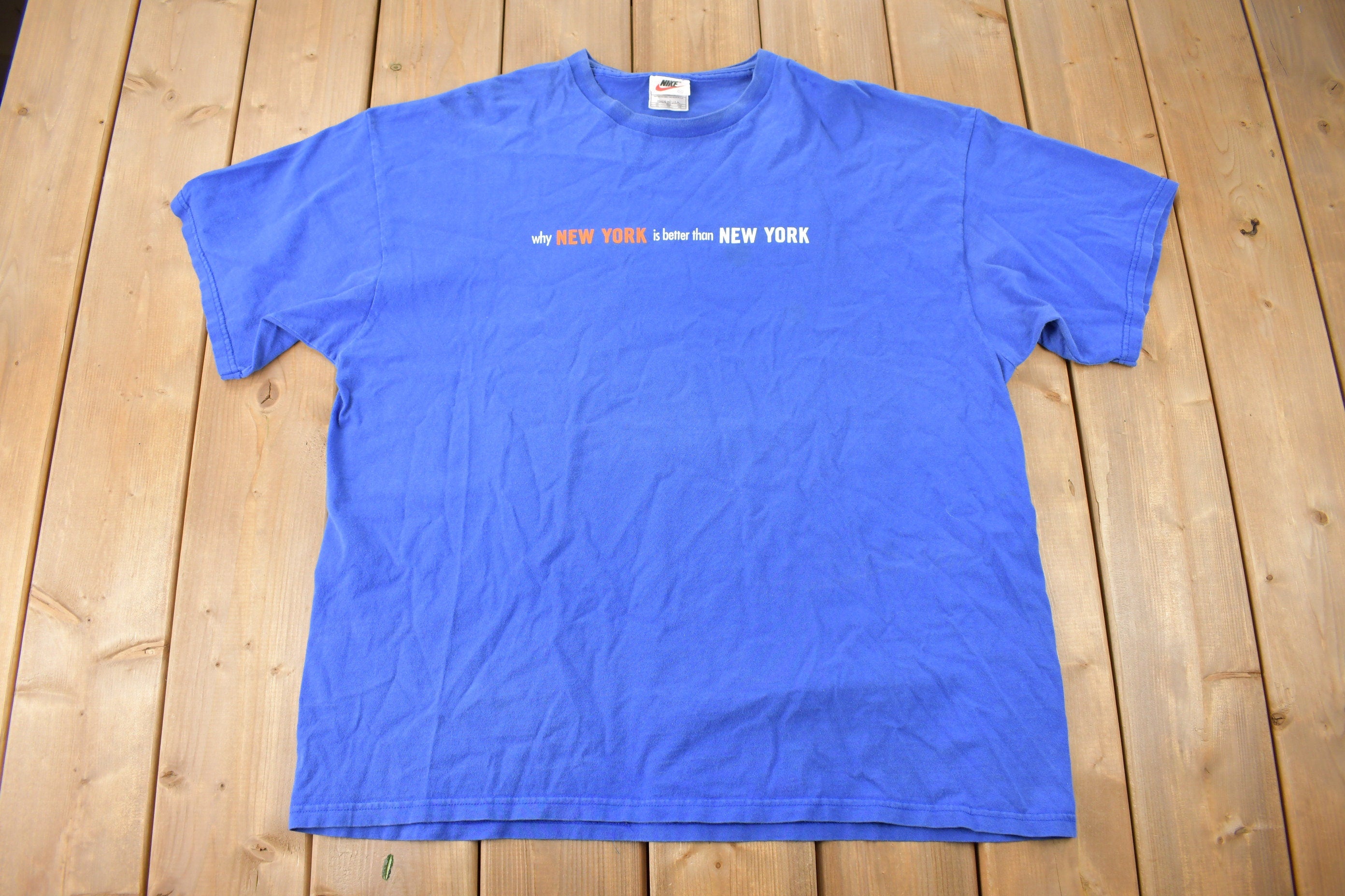Vintage 1990s New York Mets Vs New York Yankees Nike Baseball Graphic T-Shirt Made In USA