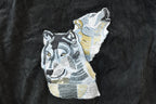 Vintage 1990s Wolf Themed Embroidered Suede Varsity Jacket