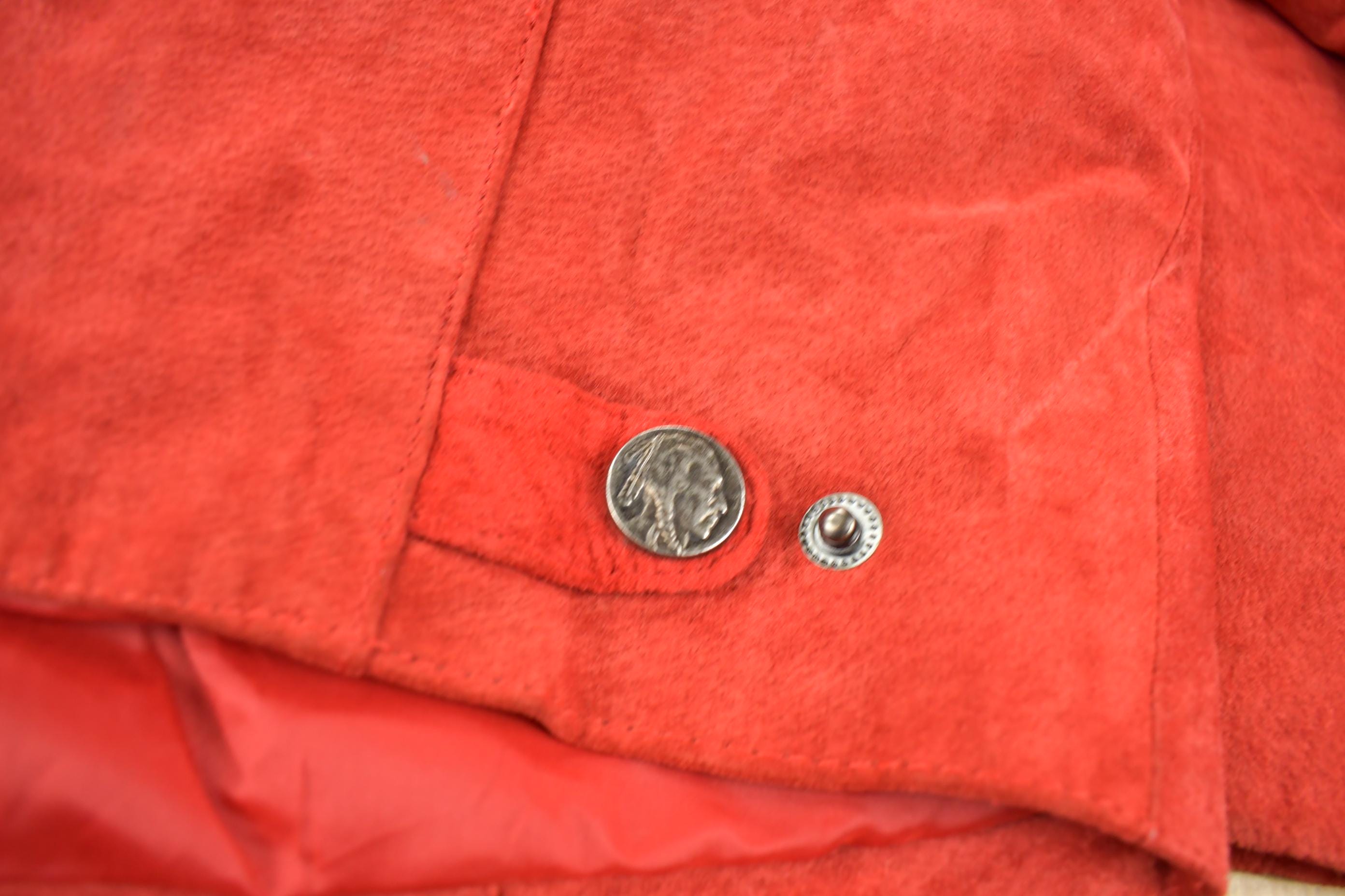 Vintage 1990s M Julian Red Suede Fringe Jacket