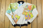 Vintage 1990s Wearin The World All Over Print World Map Full Zip Windbreaker Jacket