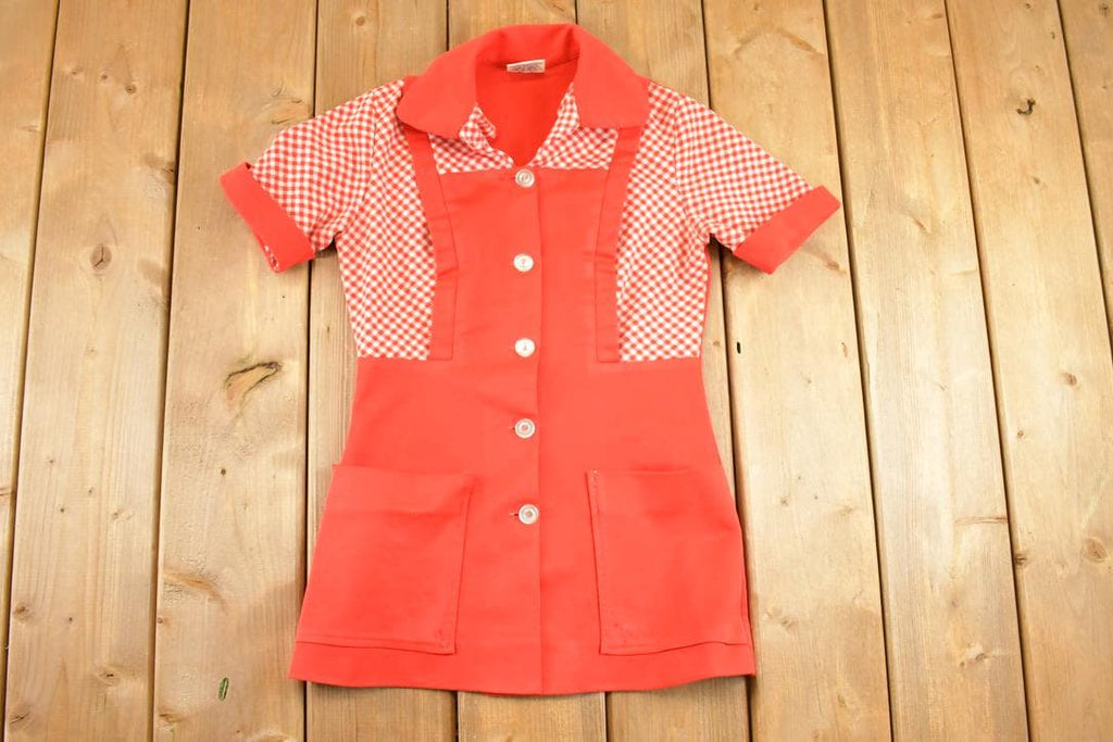 Vintage 1960's Rol Jean Checkered Souvenir Mini Dress Women's XS