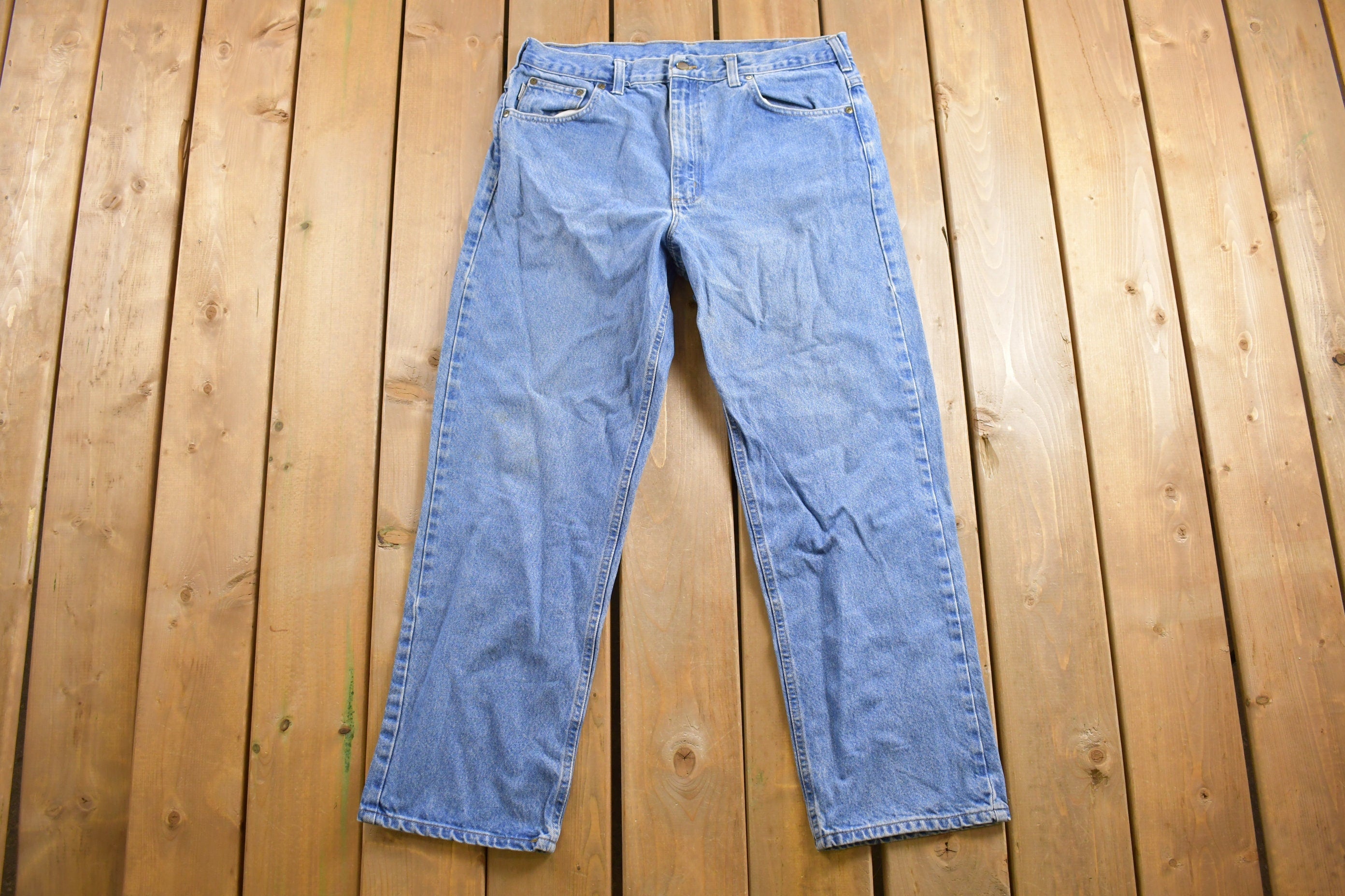 Vintage 1990s Carhartt Mid Wash Denim Jeans Size 34 x 28.5