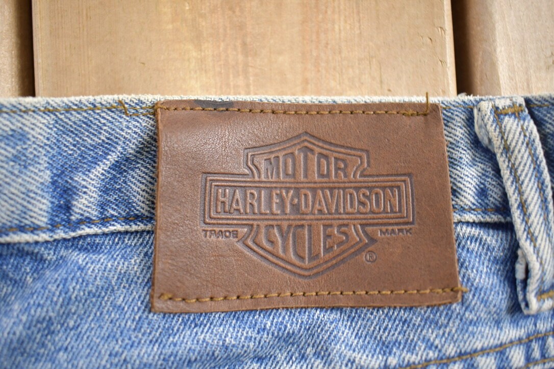 Vintage 1990s Harley Davidson Biker Blues Denim Jeans Size 31x32