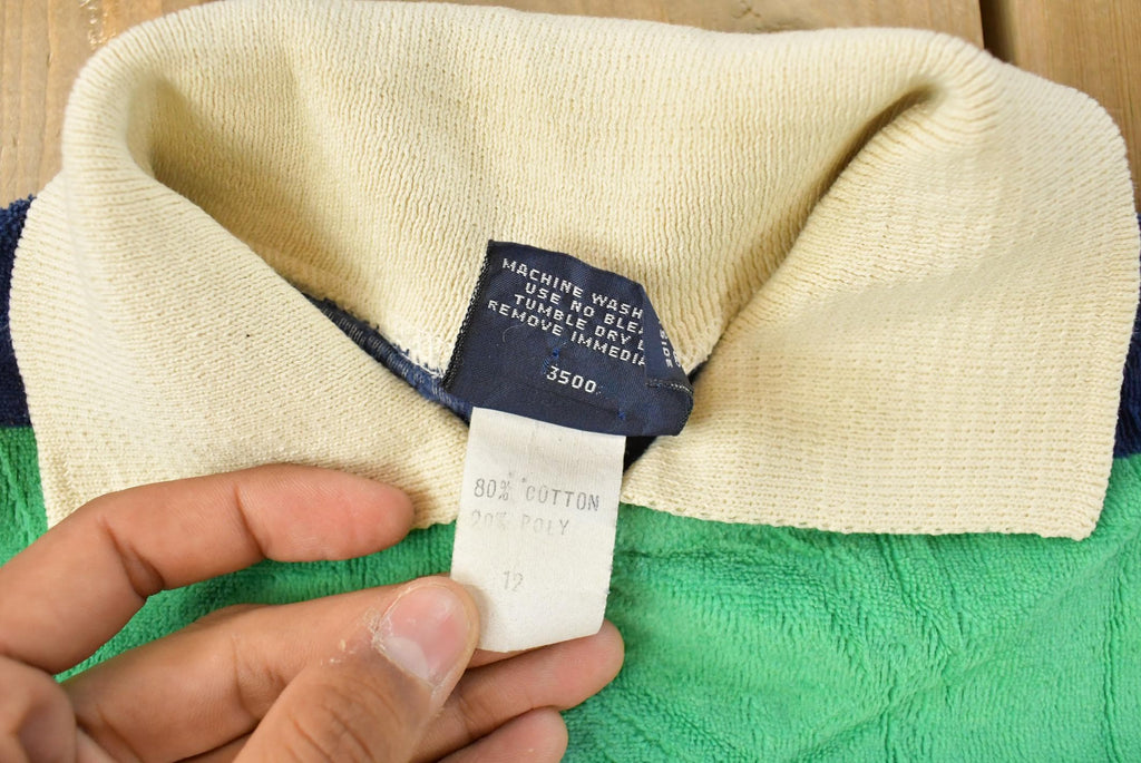 Vintage 1980's Off The Wall Velour Striped Rugby Sweater Youth M-L