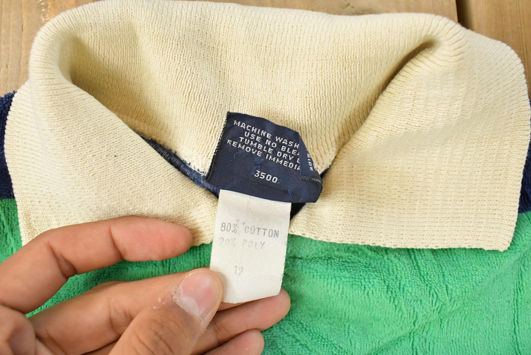 Vintage 1980's Off The Wall Velour Striped Rugby Sweater Youth M-L