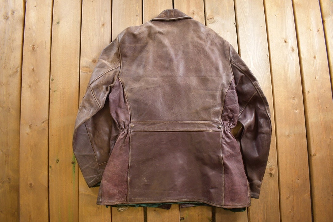 Vintage 1950s Aldencrest Brown Horsehide Leather Jacket Men's Large