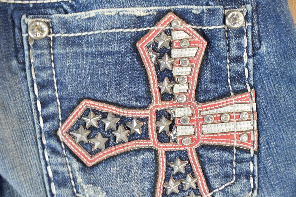 Vintage Y2K Miss Me Bedazzled Low Rise Jeans Size 26x31