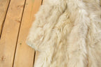 Vintage 1970s Beth Glaser Embroidered Full Length White Fox Fur Coat Women's Large