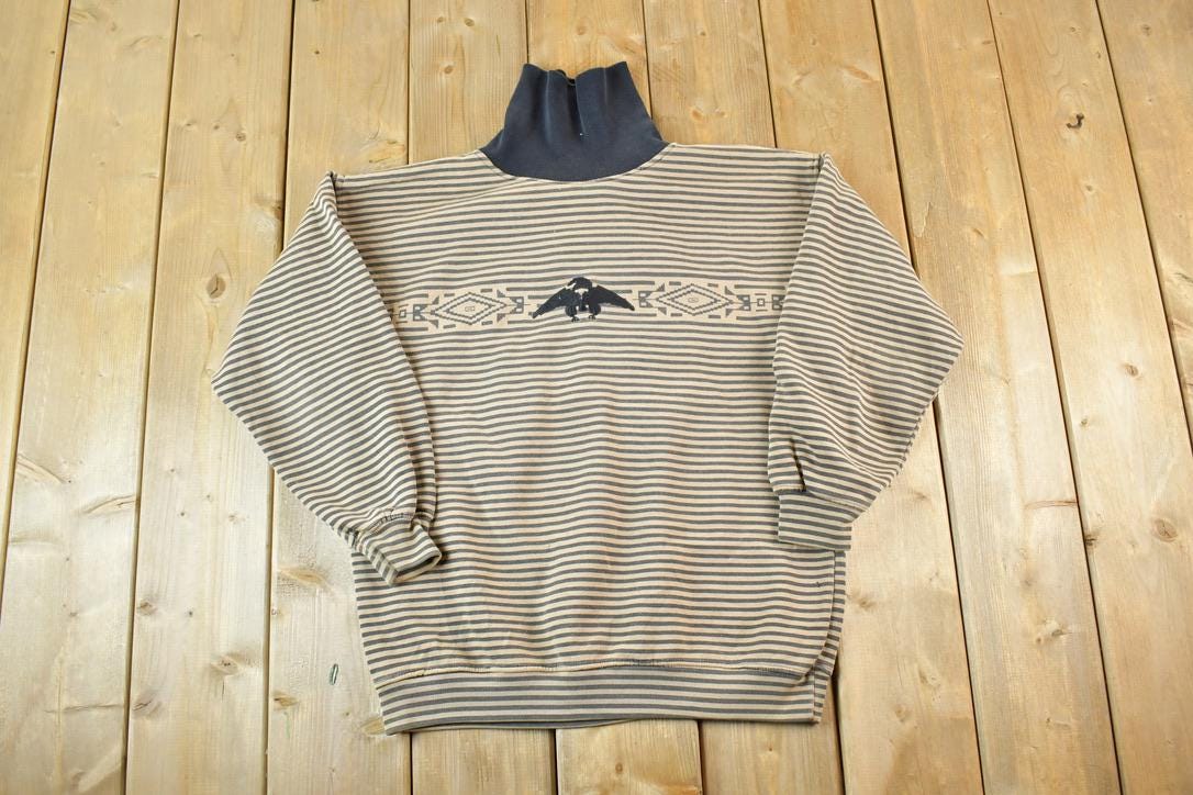 Vintage 1990s Adobe Flats Aztec Turtleneck Sweatshirt Mens S
