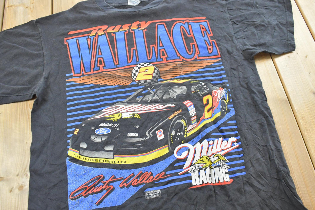 Vintage 1990s Nascar Rusty Wallace Miller Genuine Draft Racing T-Shirt Men's L / Car Tee / 90s Shirt