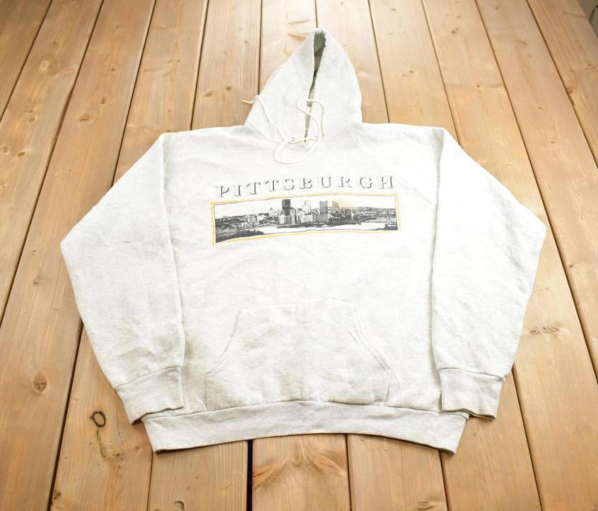 Vintage 1990s Pittsburgh Souvenir Travel Hoodie Made In USA