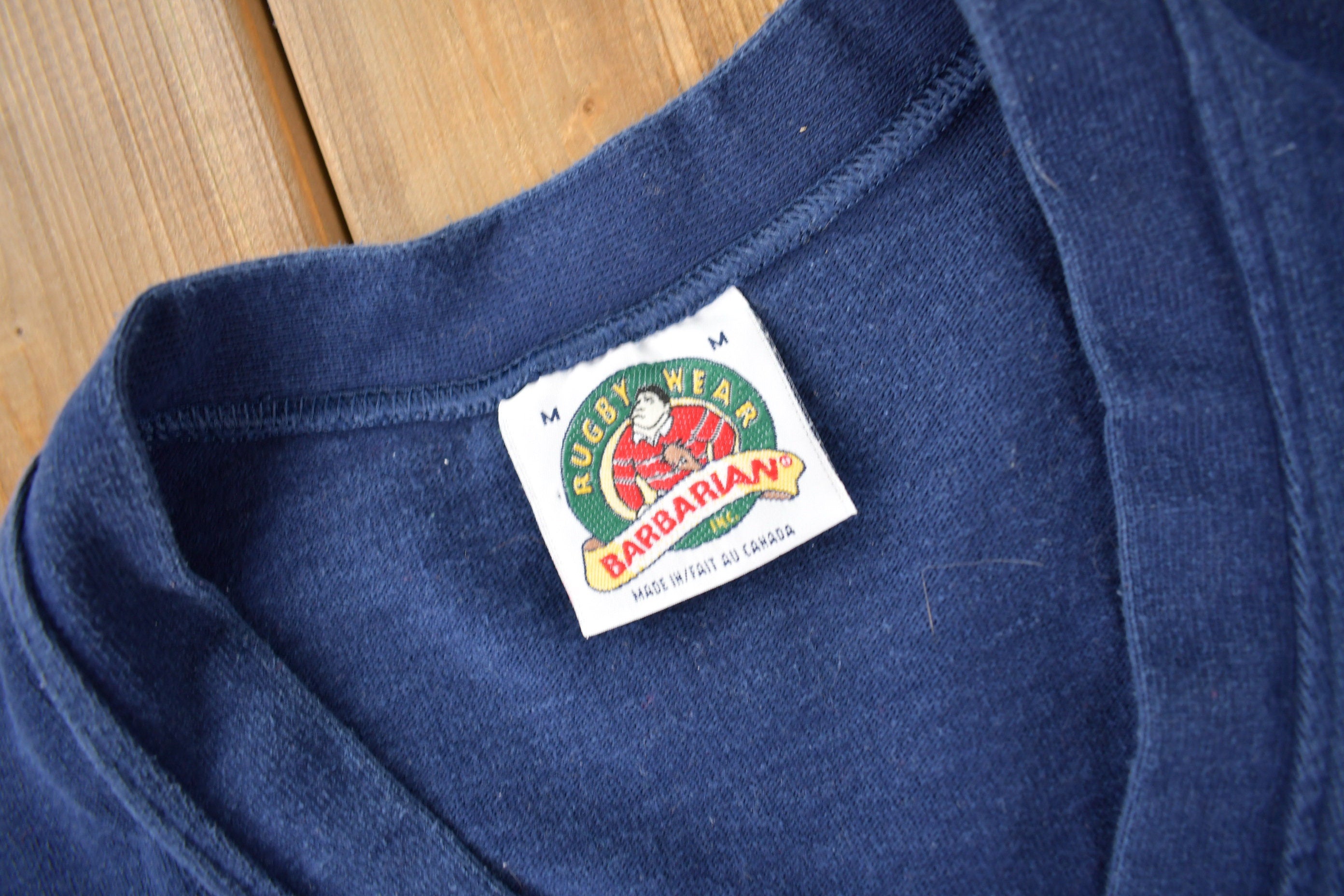 Vintage 1990s Collegiate Style Barbarian Rugby Wear Cardigan Sweatshirt Made In Canada
