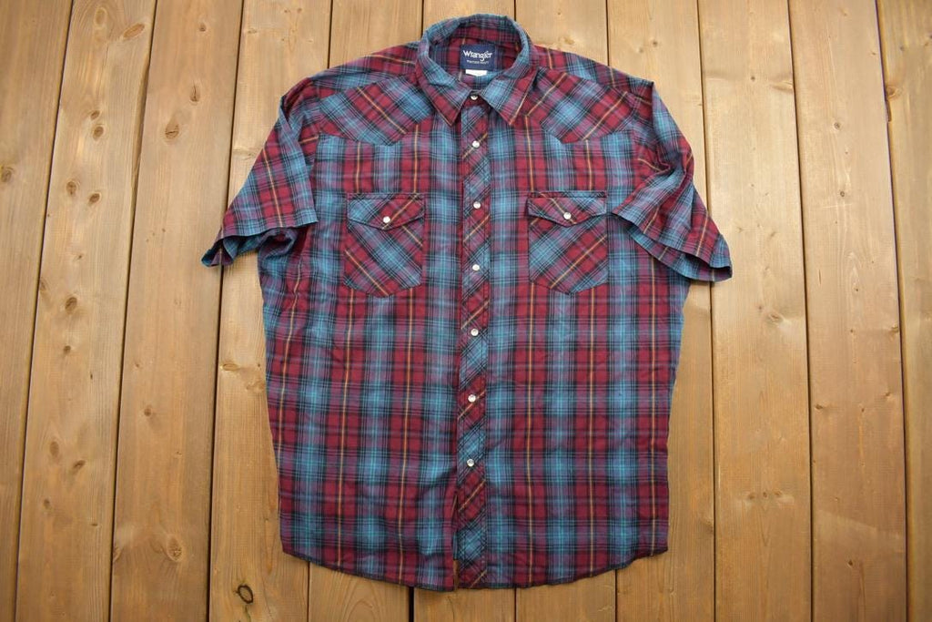 Vintage 1990s Wrangler Plaid Flannel Button Up Shirt