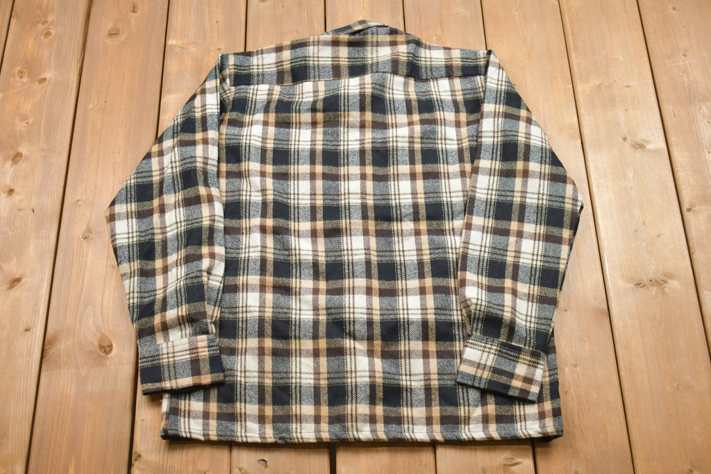 Vintage 1990s Windbreaker Plaid Button Up Lined Shirt