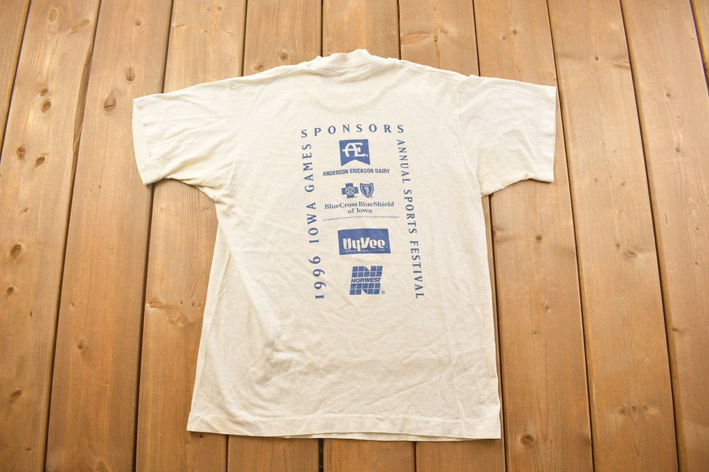 Vintage 1996 Iowa Games Annual Sports Festival Graphic T Shirt