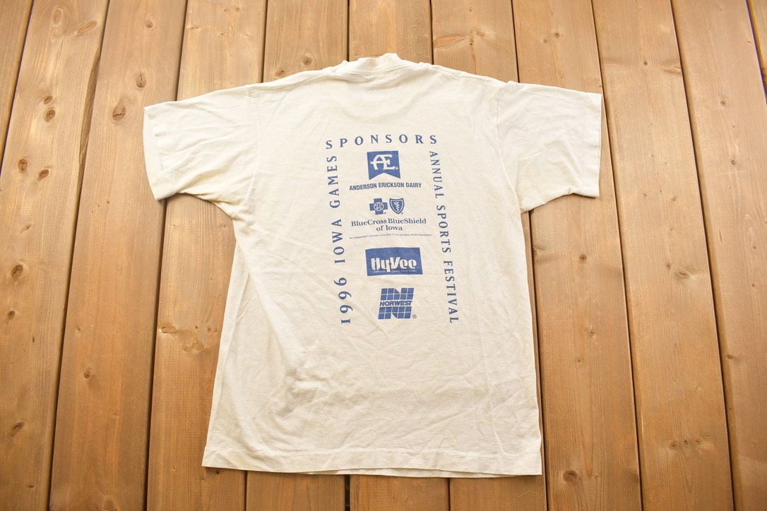 Vintage 1996 Iowa Games Annual Sports Festival Graphic T Shirt