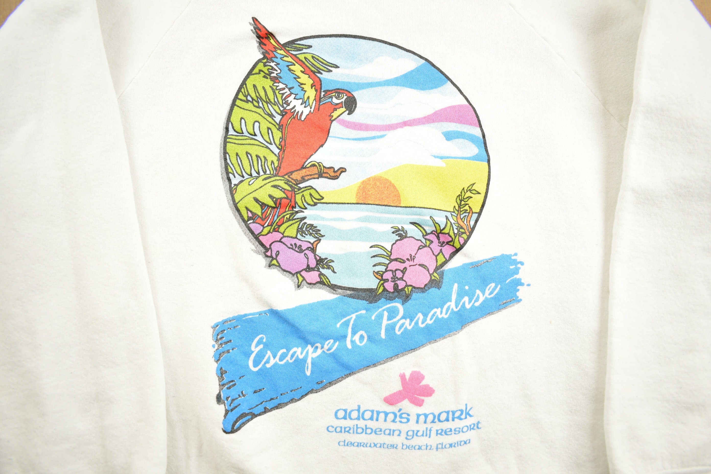 Vintage 1990s Escape To Paradise Clearwater Beach Florida Crewneck Sweatshirt