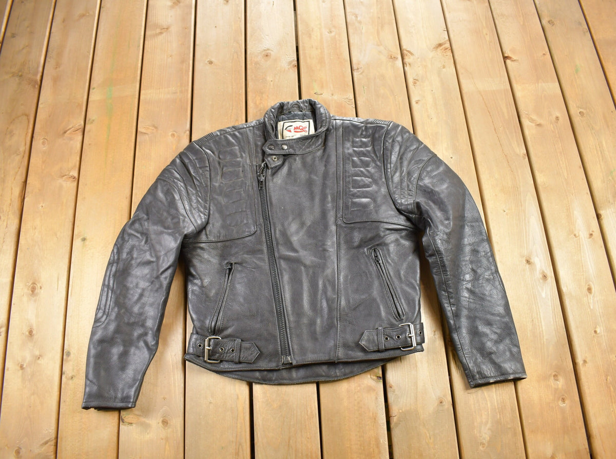 Vintage 1990s MQP Cafe Racer Leather Biker Jacket