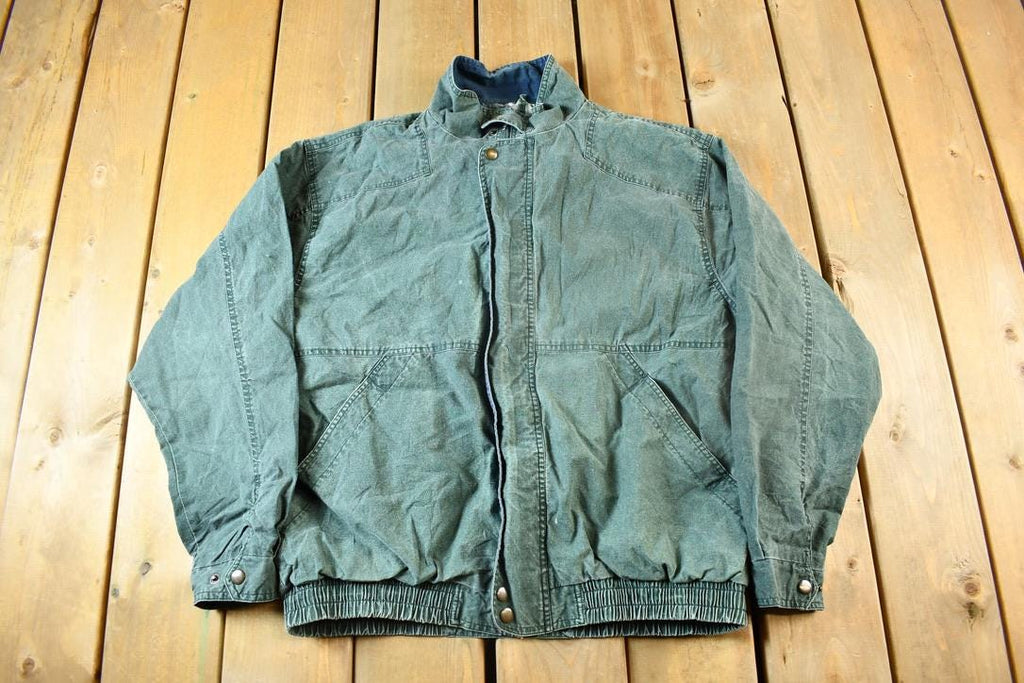 Vintage 1990s Blank Green Sun Faded Windbreaker Jacket