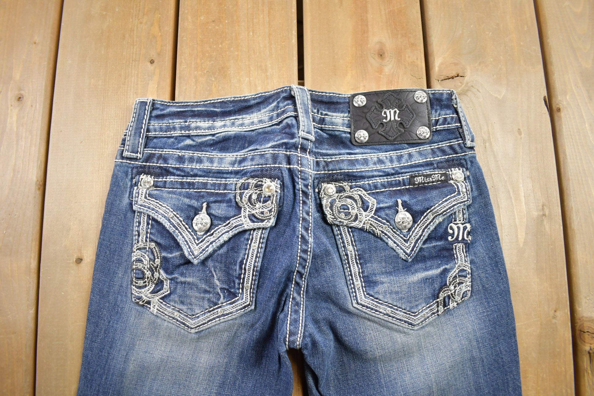 Vintage Y2K Miss Me Bedazzled Low Rise Jeans Size 26x32