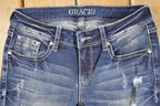 Vintage Deadstock Y2K Grace In LA Lace Hem Bootcut Low Rise Jeans Women's Size 26 x 32