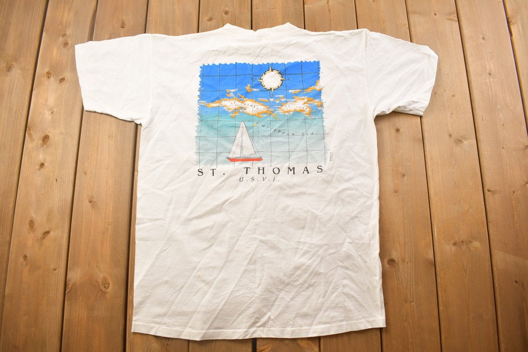 Vintage 1990s St. Thomas Sailboat Graphic T Shirt