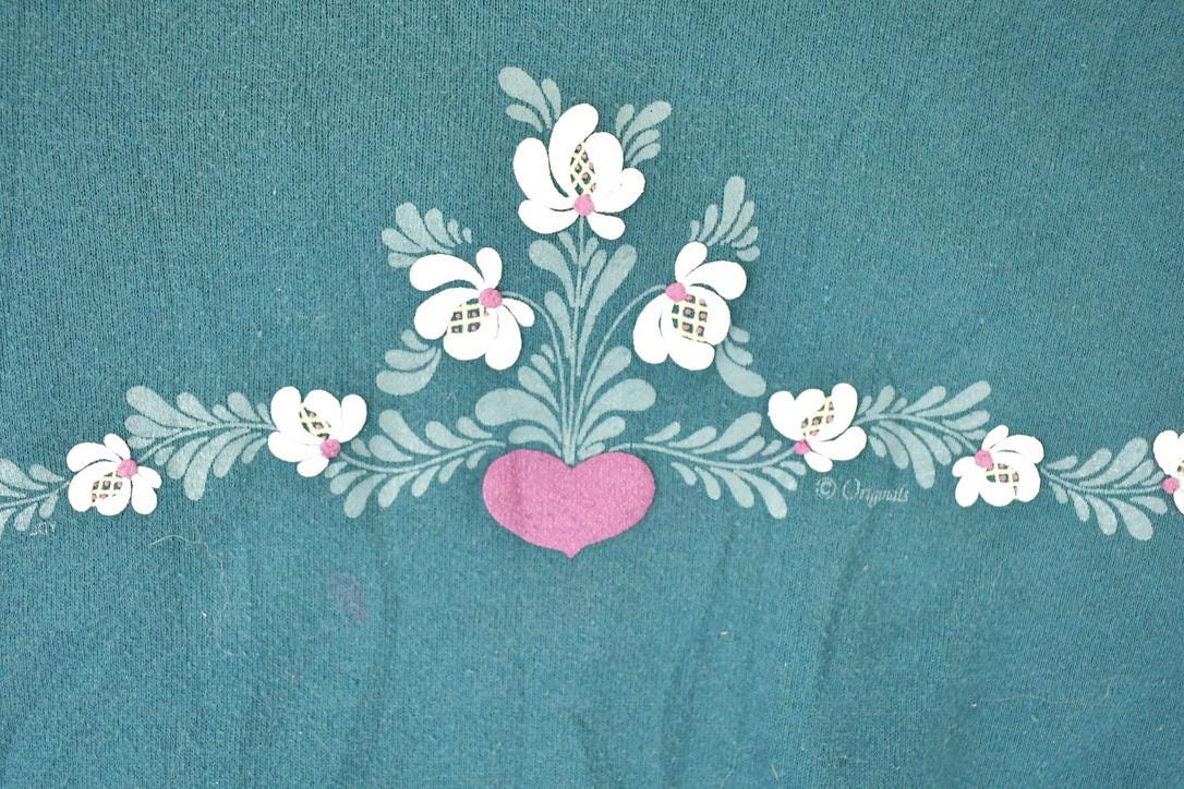 Vintage 1990s Floral Graphic Print Crewneck Sweatshirt Womens L