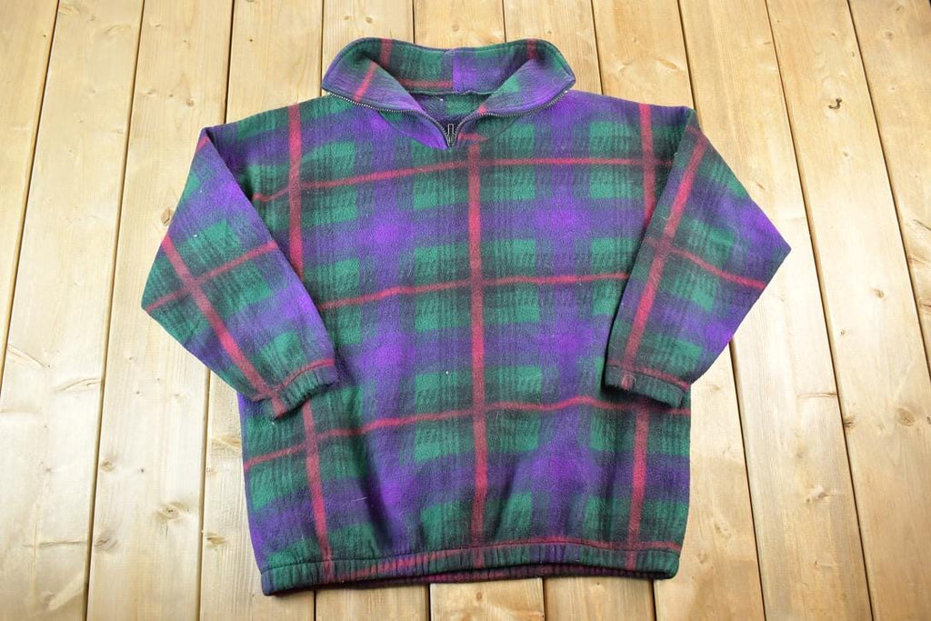 Vintage 1990s Plaid Fleece Outdoorsman Sweater