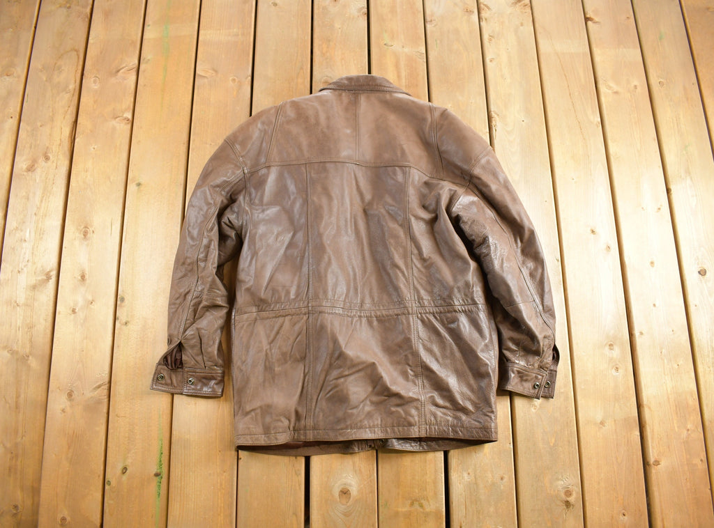 Vintage 1990s Pelle Cuir Leather Winter Jacket