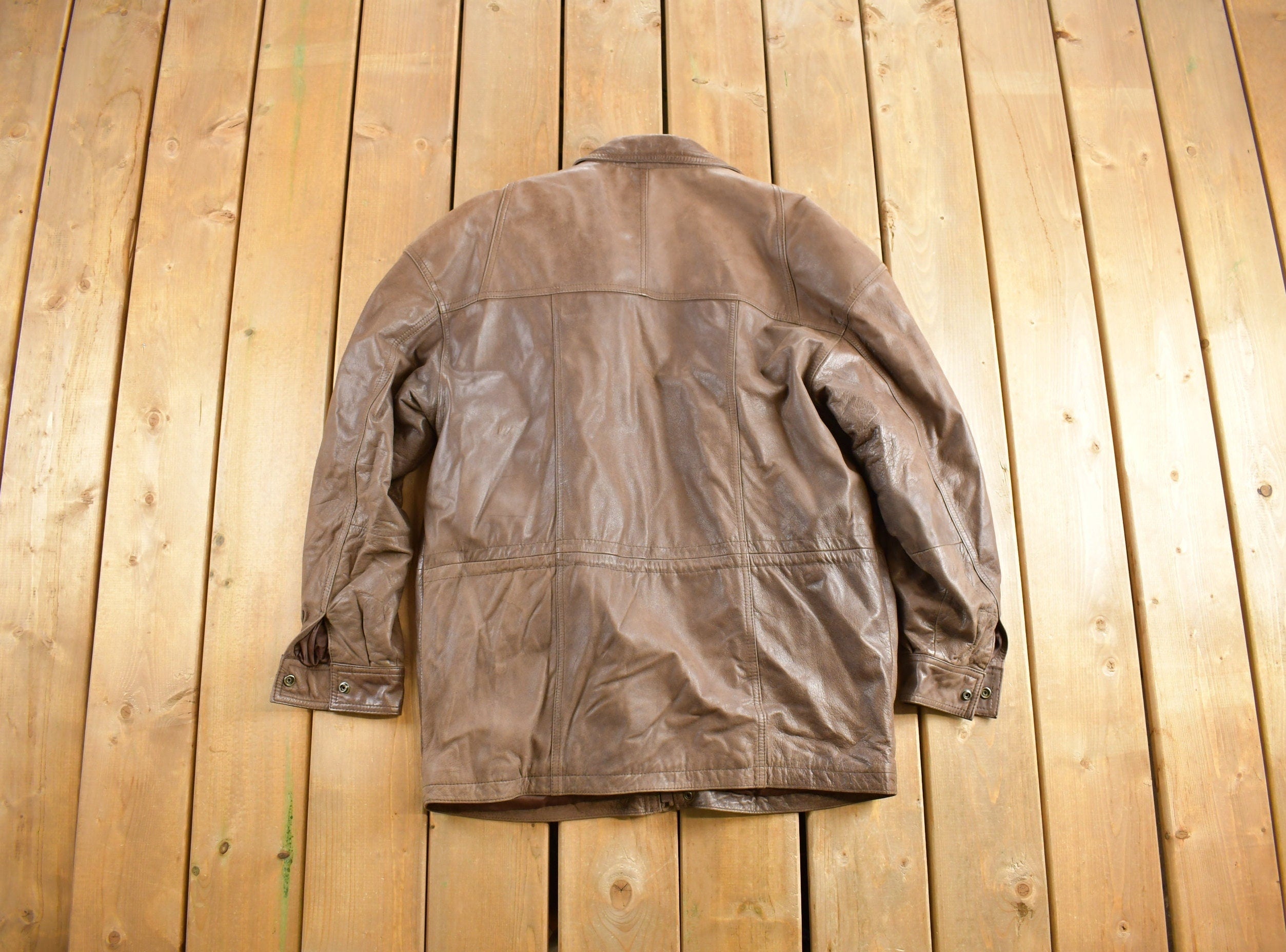 Vintage 1990s Pelle Cuir Leather Winter Jacket