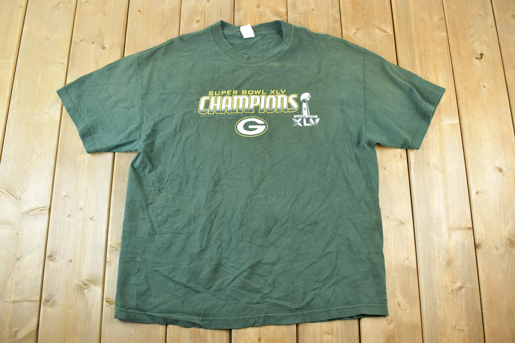 Vintage 1990s Green Bay Packers Super Bowl Champions NFL Graphic T-Shirt