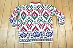 Vintage 1990s S Louis Knit Abstract Pattern Holiday Crewneck Sweater Mens XL