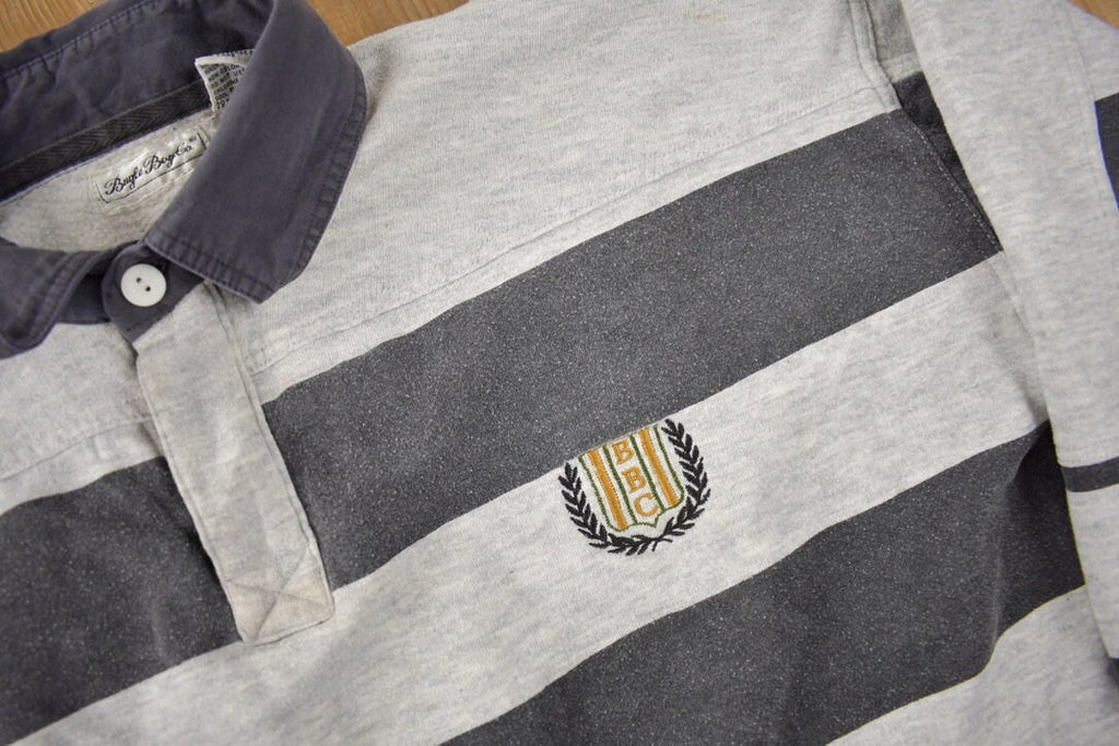 Vintage 1990s Bugle Boy Striped Rugby Style Sweatshirt Size XL
