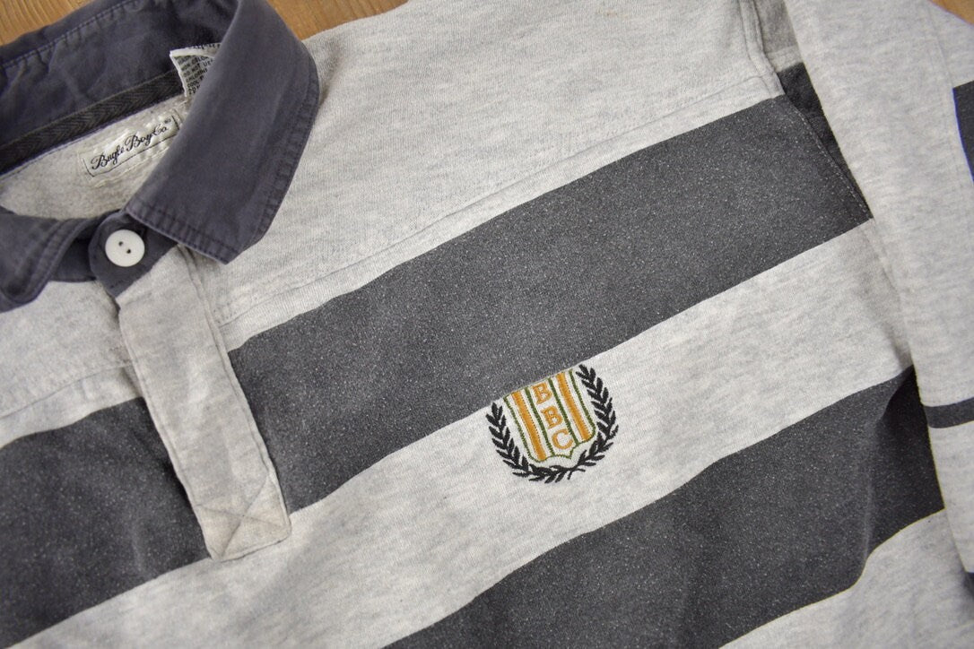 Vintage 1990s Bugle Boy Striped Rugby Style Sweatshirt Size XL