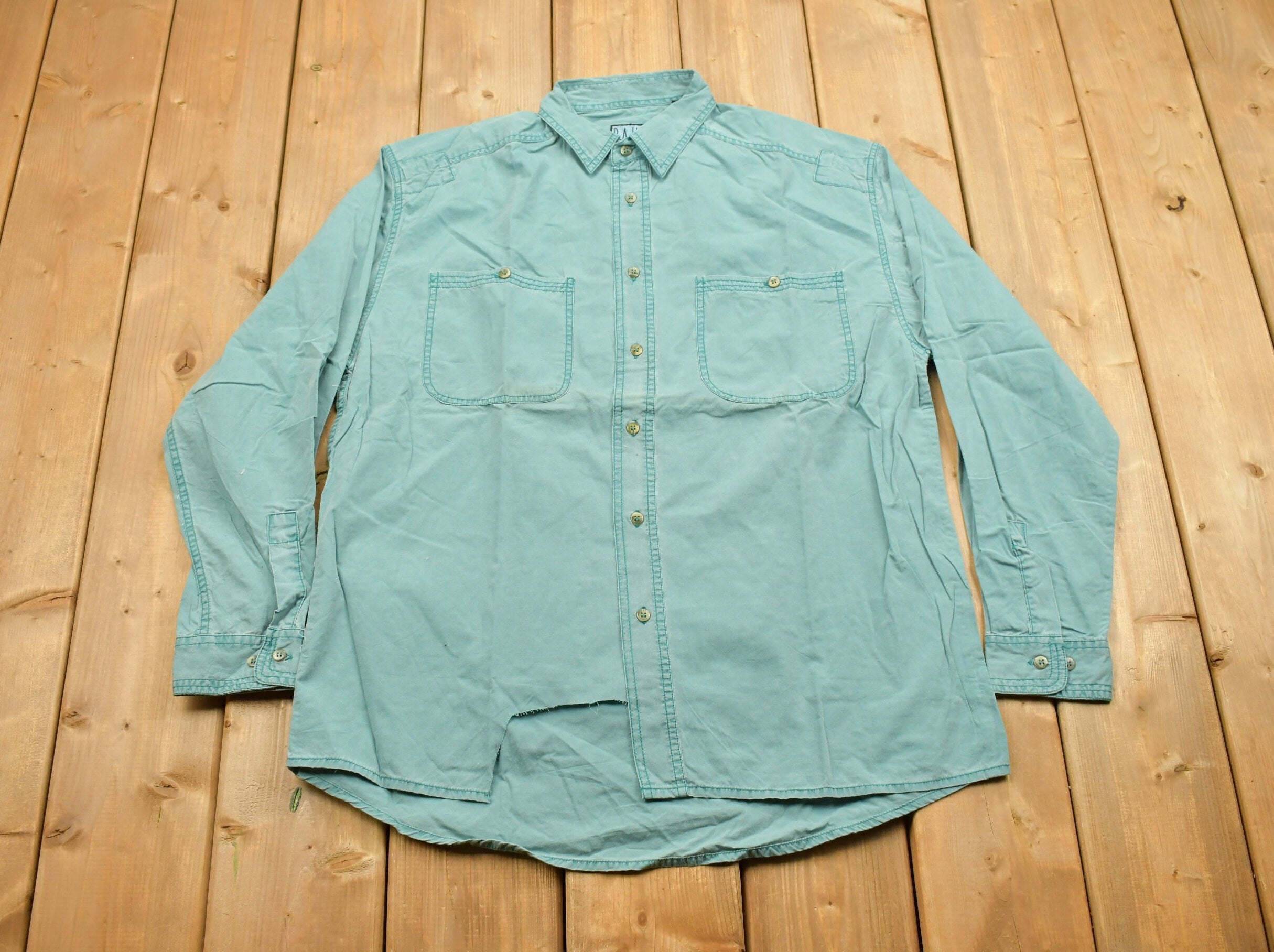 Vintage 1990s Pause Turquoise Button Up Shirt