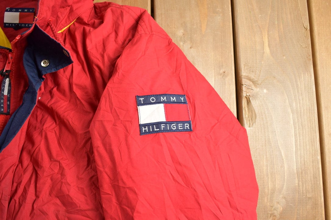 Vintage 1990s Tommy Hilfiger Color Block Goose Down Winter Puffer Jacket