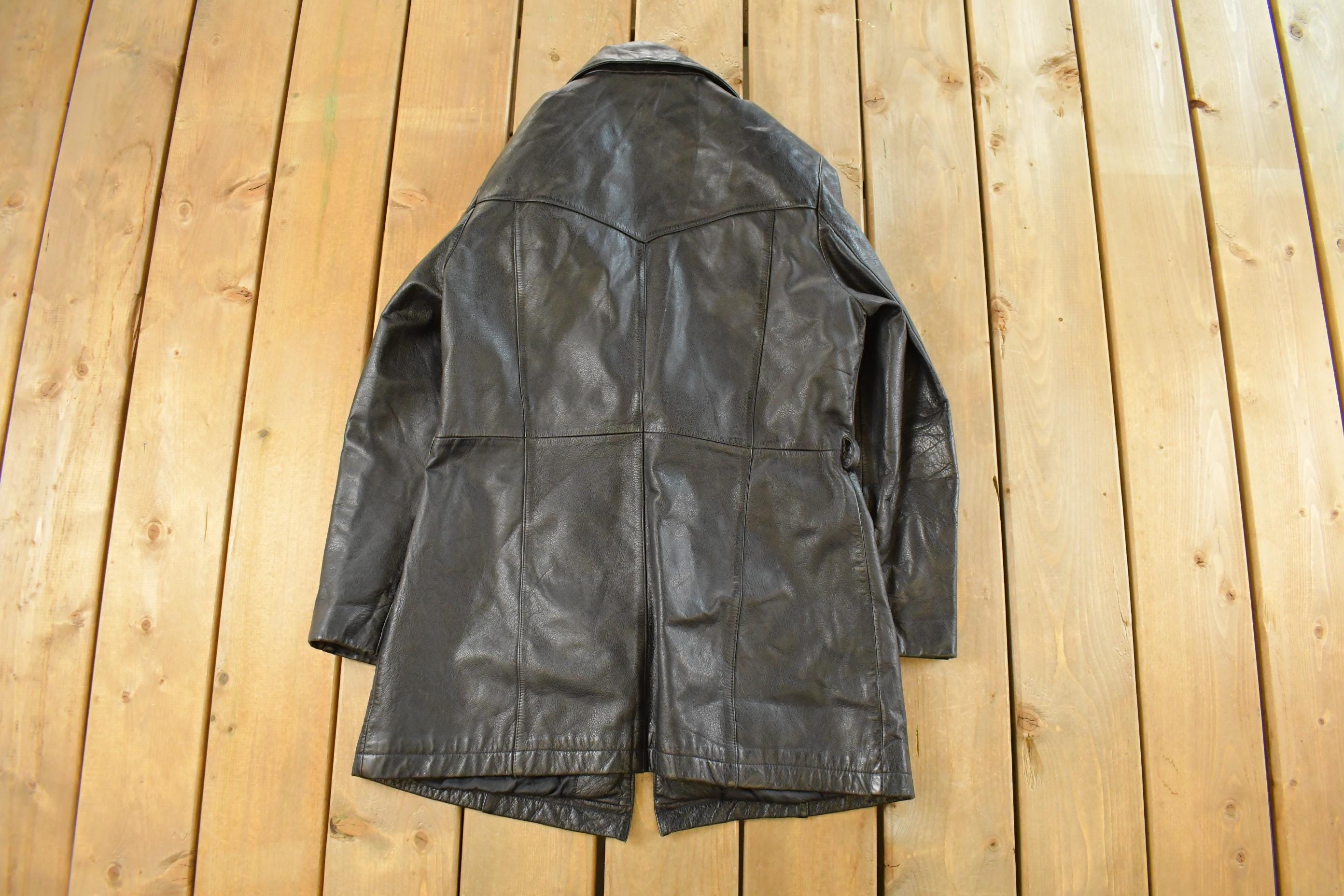 Vintage 1990s Wilsons Leather Trench Coat Women's Large