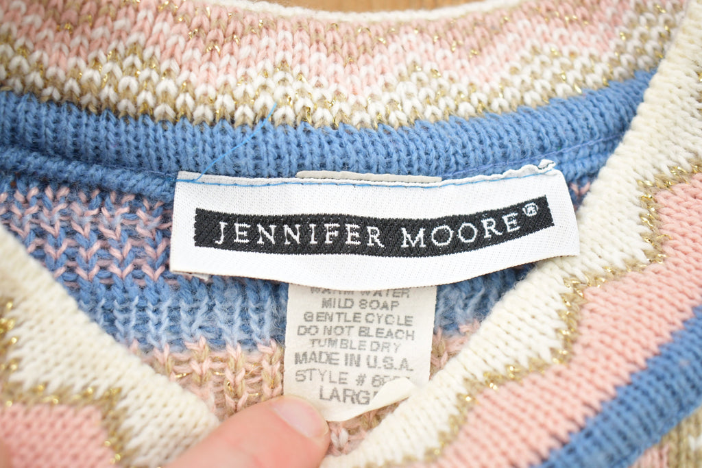 Vintage 1990s Jennifer Moore Patterned Wool Knit Sweater