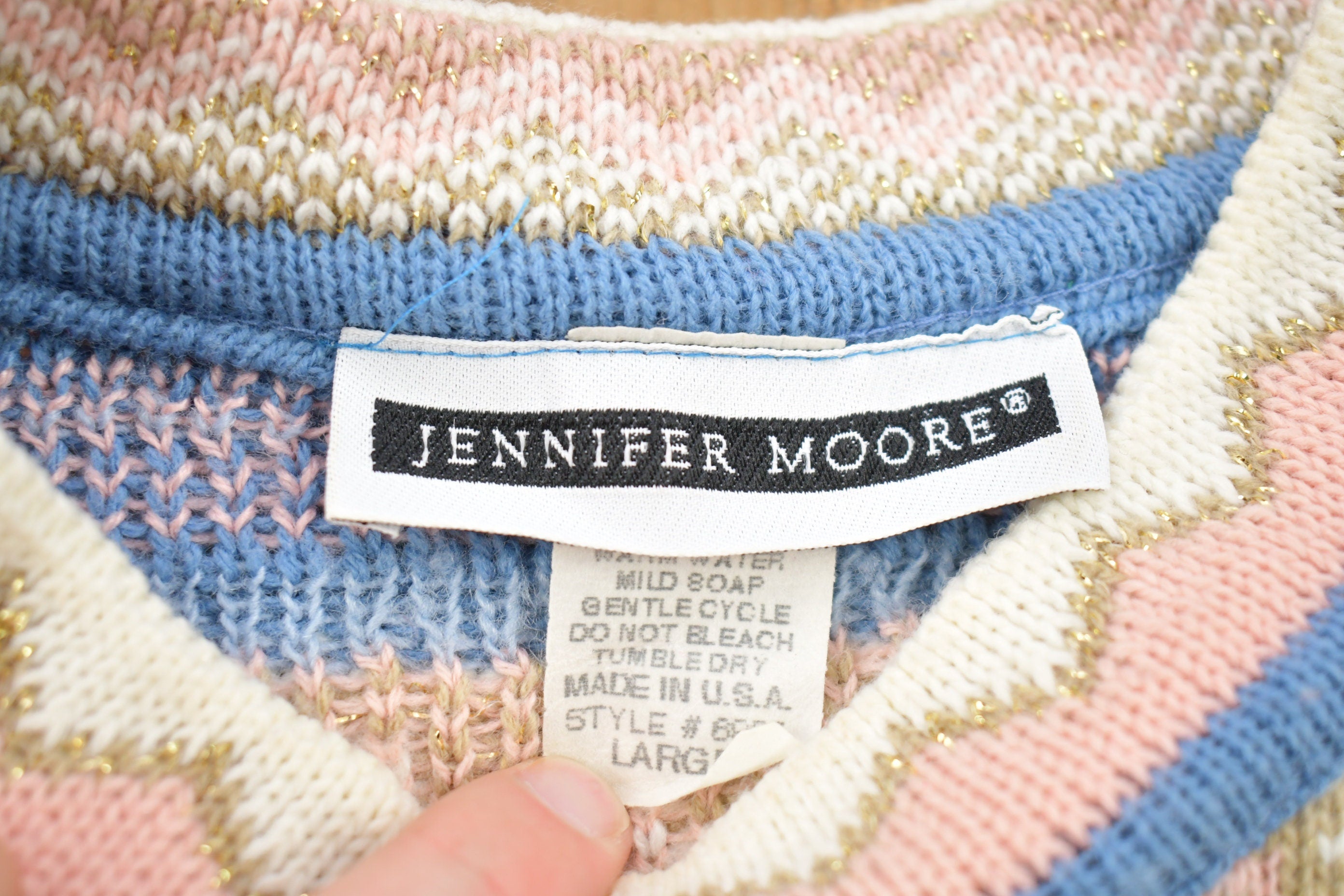 Vintage 1990s Jennifer Moore Patterned Wool Knit Sweater